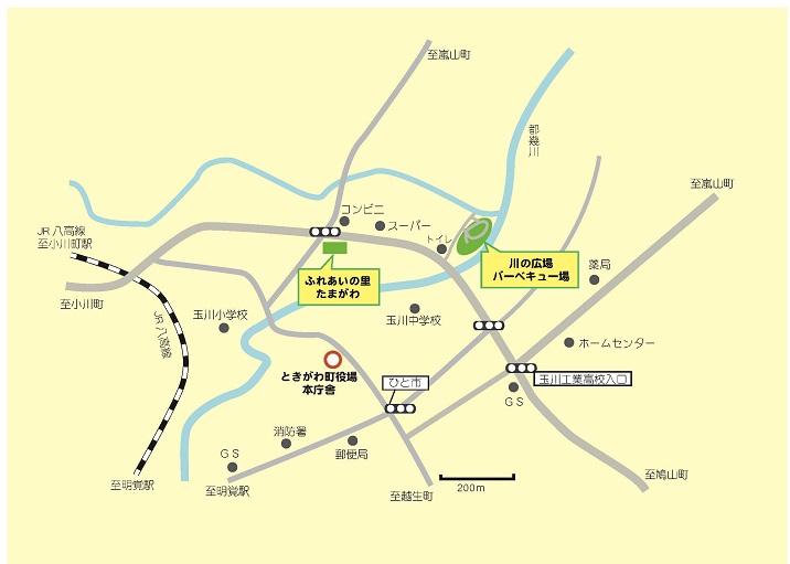 川の広場バーベキュー場の地図