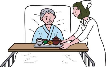 介護する看護師と入院患者　イラスト画像